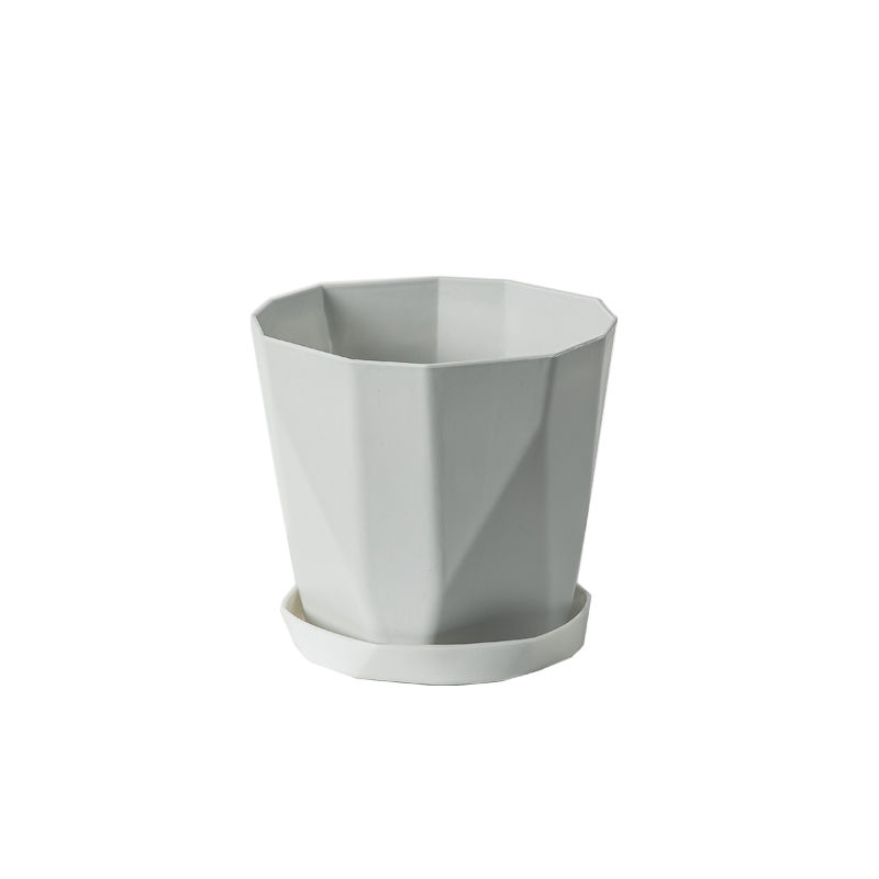 Nordic Minimalist Geometric Plastic Pots w/ Catch Plate 2