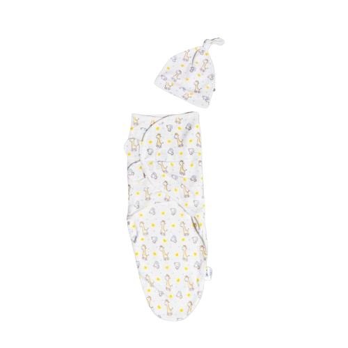 Infant Swaddle Velco Wrap With Knotted Hat	 1