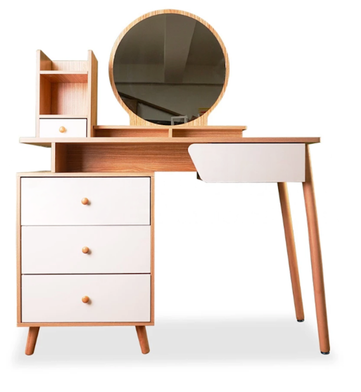 Vida Wooden Chic Table with Organizer and Mirror (100 cm) 1