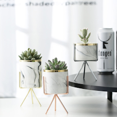 Marble Ceramic Pot With Metal Rack