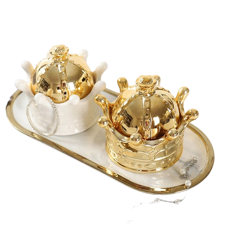 Golden Ceramic Jewelry Storage Box 1