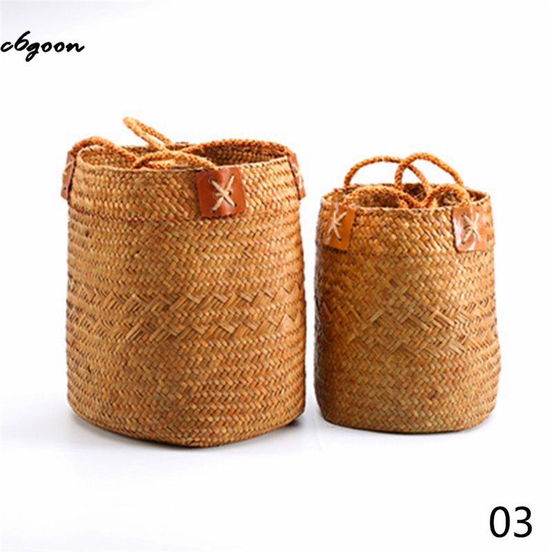 Seagrass Rattan Woven Storage Basket With Handle 4