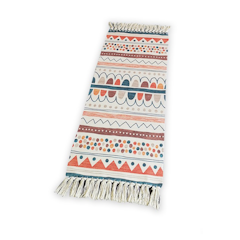 Cotton and Linen Tassel Woven Carpet