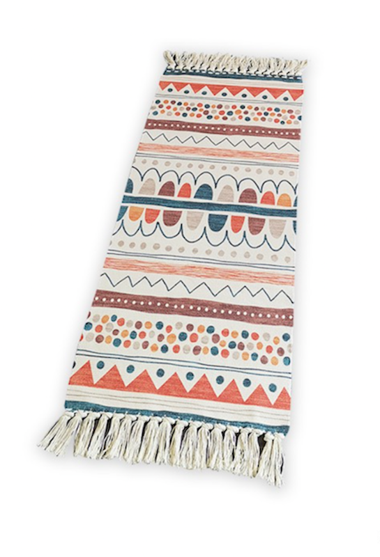 Cotton and Linen Tassel Woven Carpet 1
