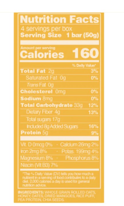 Bar Active Mango with Chia Seeds (4 granola snack bars)	  4
