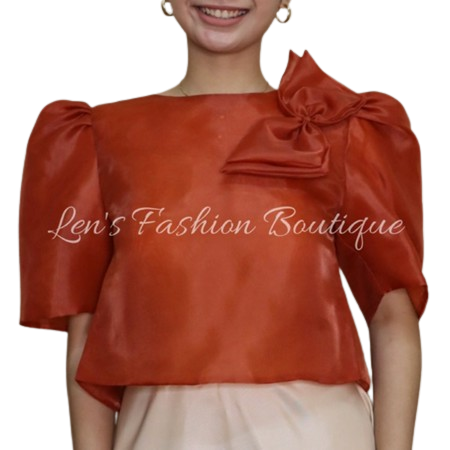 Modern Filipiniana Kimona Top w/ Big Ribbon	 1
