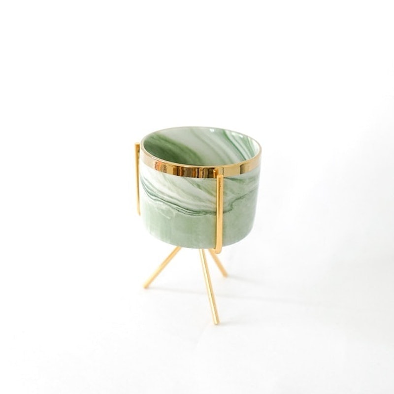 Marble Finish Porcelain Pots with Iron Stand 4