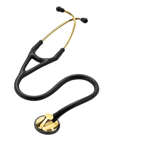 Master Cardiology Stethoscope, Black Tube, Brass-Finish Chestpiece 1