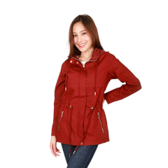 Ladies' Hooded Parka Jacket with Waist Drawstrings