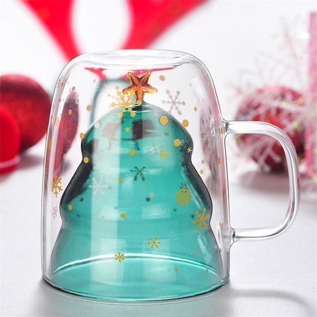 Christmas Tree Double-Walled Glass Mug 4