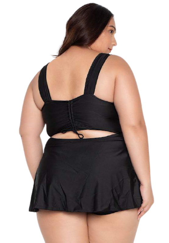 Plus Size Open Back Dress Swimsuit 2
