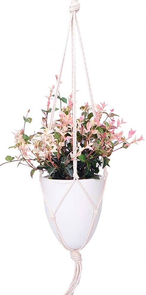 White Self Watering Hanging Planter 1