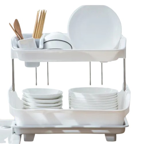 2 Tier Dish Drainer Plate Rack 	  1