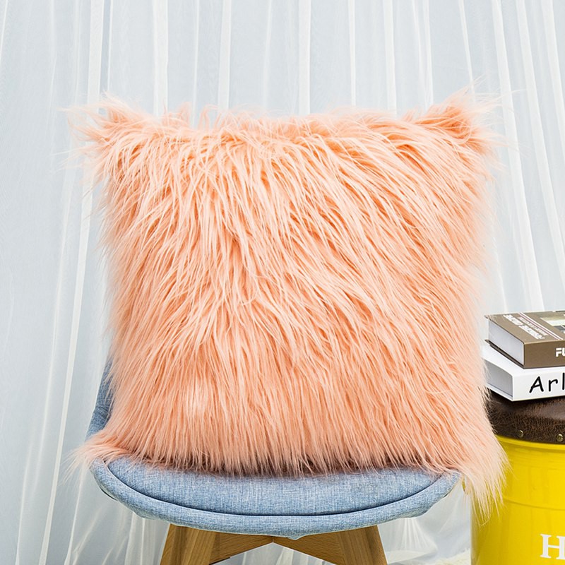 Super Soft Plush Mongolian Faux Fur Throw Pillow Cover 5