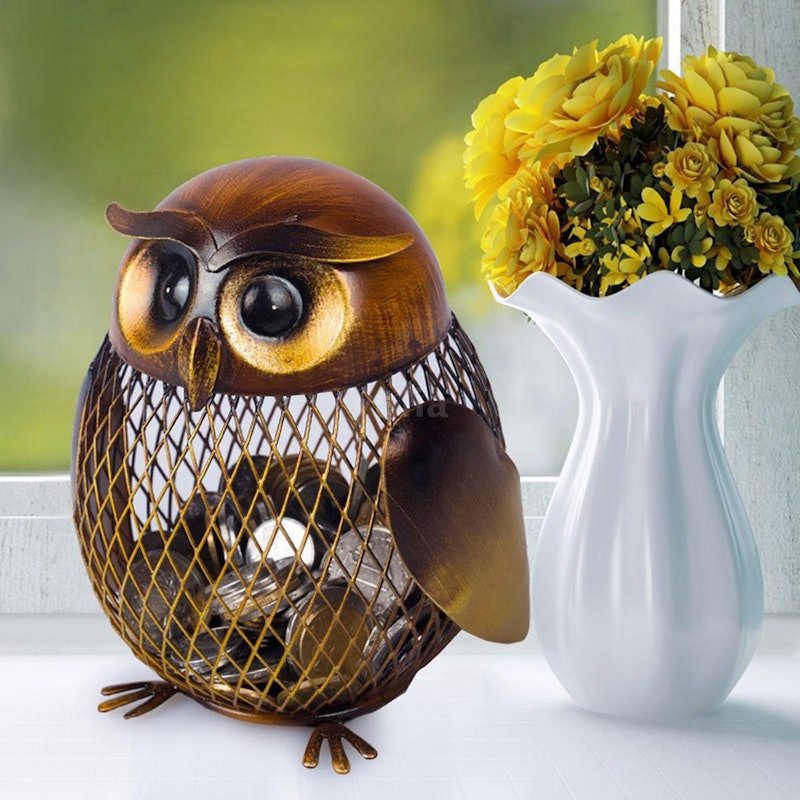 Owl-Shaped Metal Coin Box 3
