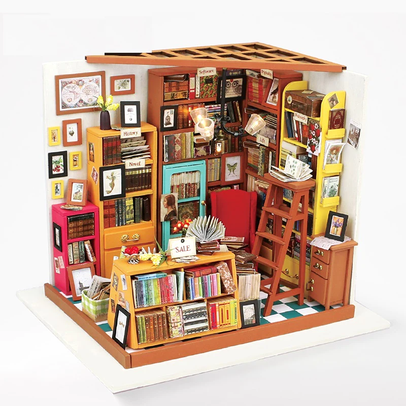 DIY Miniature Mini Library Dollhouse 1
