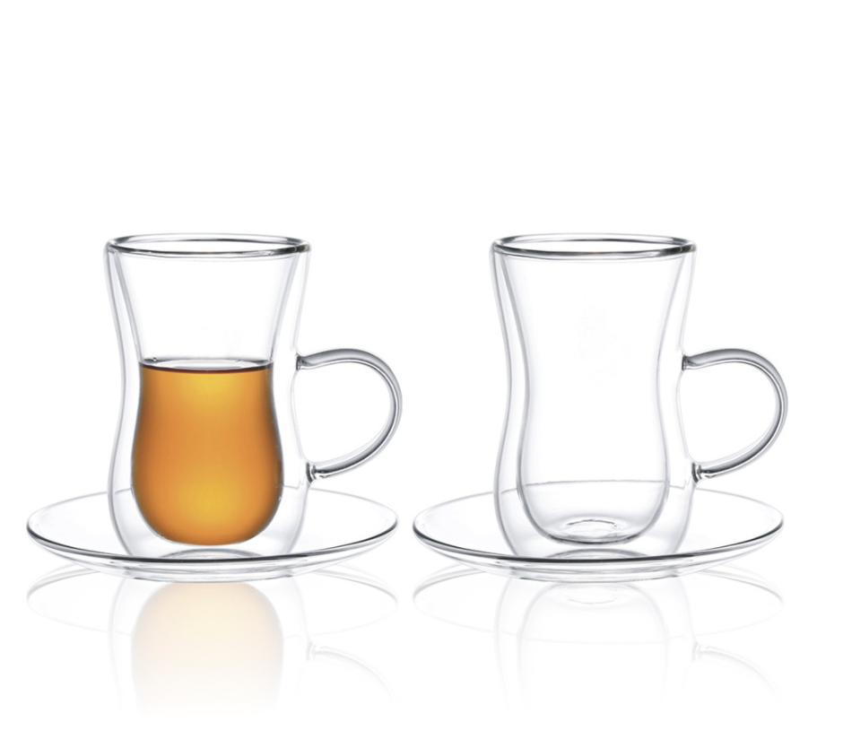 Aramoro Double-Wall Tea Cup & Saucer Set 1