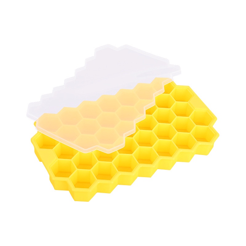 37 Cell Honeycomb Shape Silicone Ice Cube Molder With Lid 3
