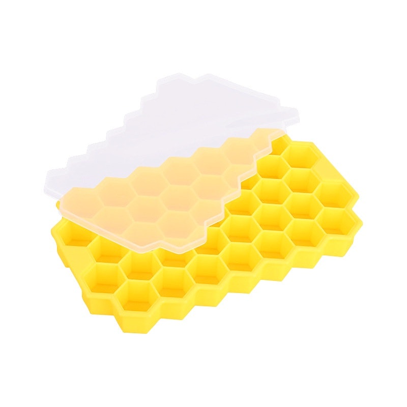 37 Cell Honeycomb Shape Silicone Ice Cube Molder With Lid 3