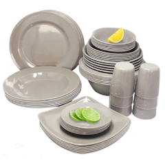 6pcs Gray Melamine Dinnerware Set