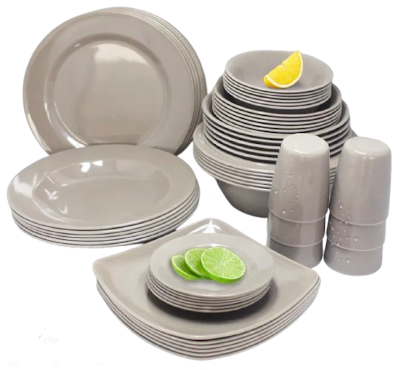 6pcs Gray Melamine Dinnerware Set 1