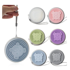 Portable Silicone Folding Water Cup With Lid and Lanyard