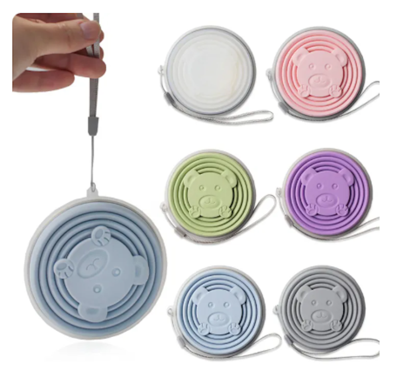 Portable Silicone Folding Water Cup With Lid and Lanyard 1