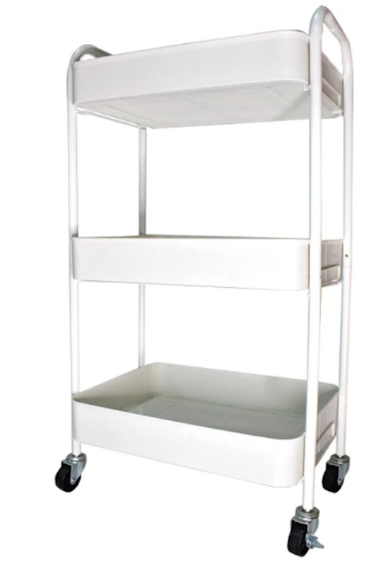 Easy Assemble No Screw 3-Tier Full Metal Trolley Kitchen Utility Cart w/ Locking Wheels 1