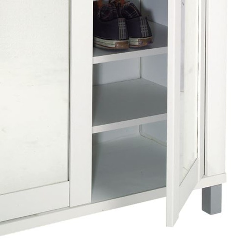 Aarhus 2-Compartment Shoe Cabinet With Mirror 2