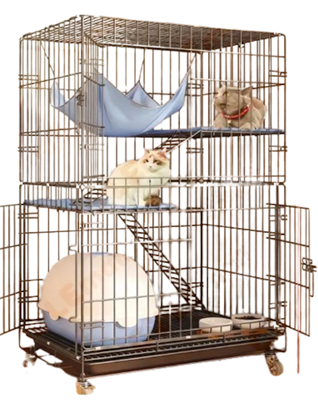 4-Layer Foldable Large Cat Cage Villa With Wheels 1