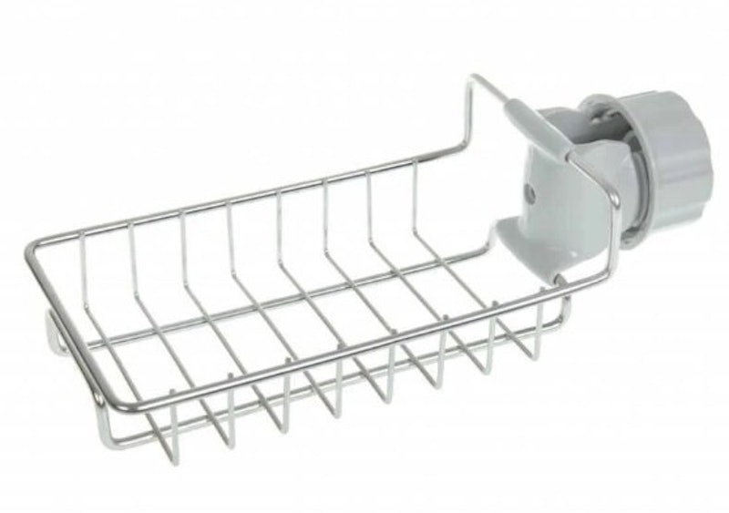 Stainless Steel Stick on Wall Sponge Soap Holder Rack Caddy for Kitchen & Bathroom Faucet 2