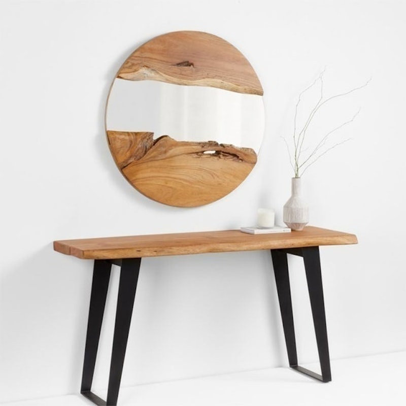 Phlox Live Edge Wood Round Mirror 2