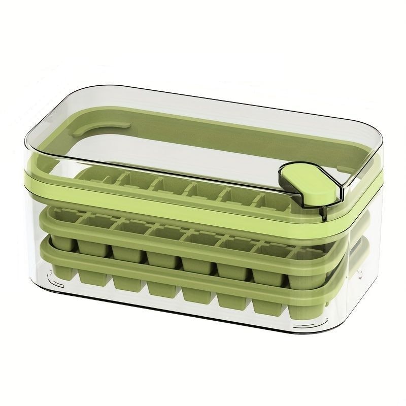 64 Pcs Ice Cube Tray With Lid & Bin 1