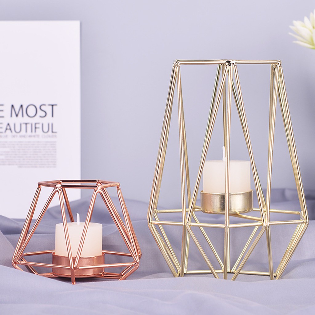 Nordic Style Wrought Iron Geometric Candle Holders 5