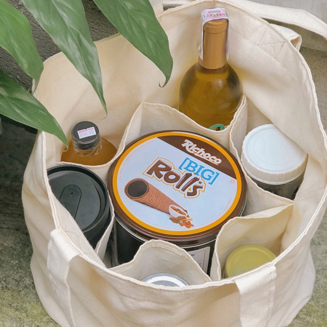 Canvas Market Pocket Tote Bag Shopping Bag 2