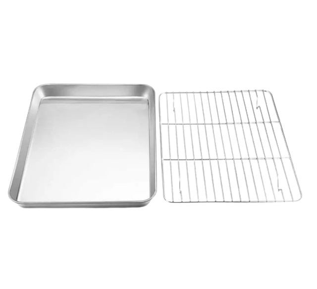 Stainless Steel Baking Tray with Removable Cooling Rack 1