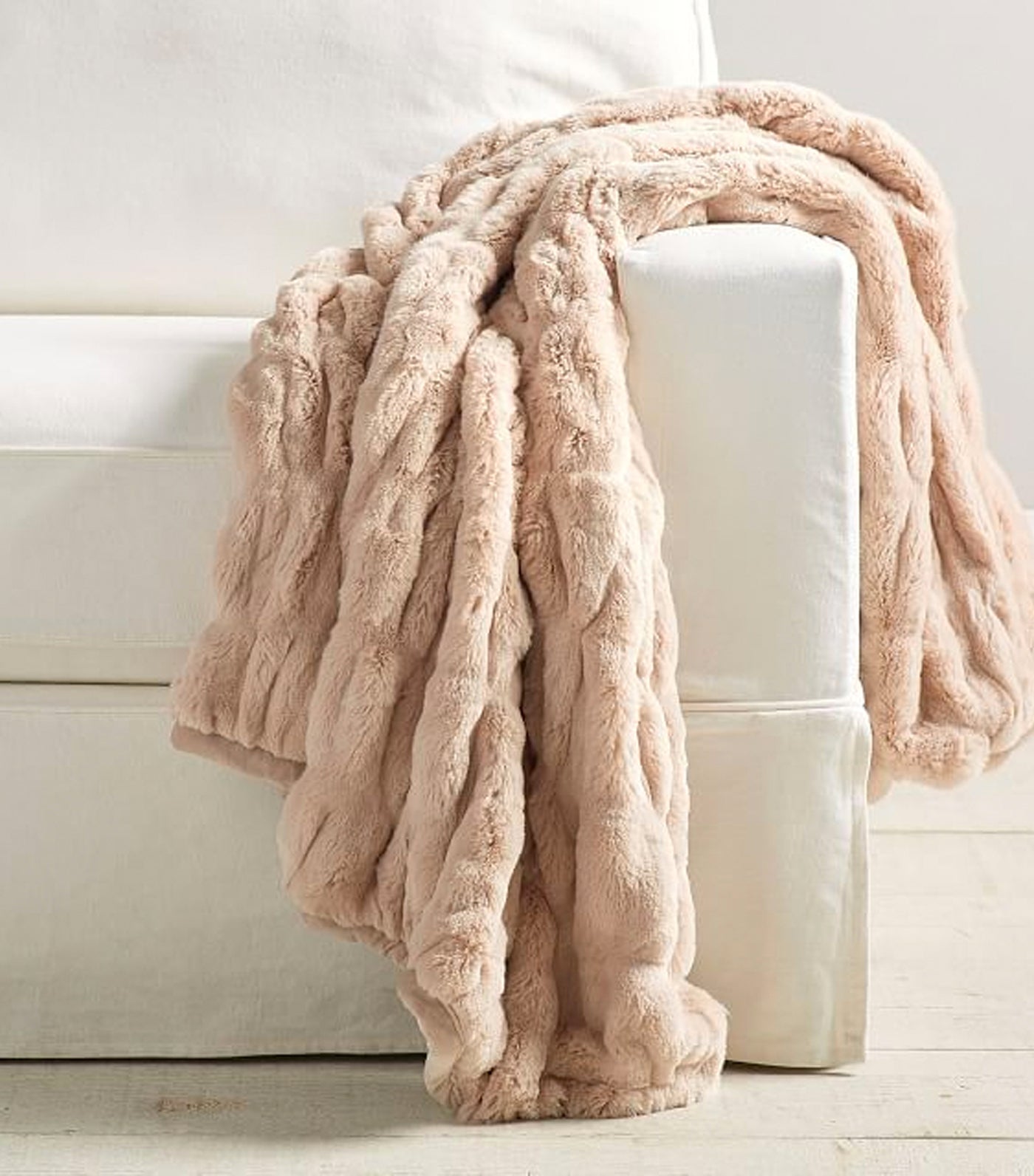 Faux Fur Ruched Throw 1