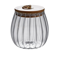 Borosilicate Glass Canister Bamboo Lid Airtight Jar Container With Ring Handle
