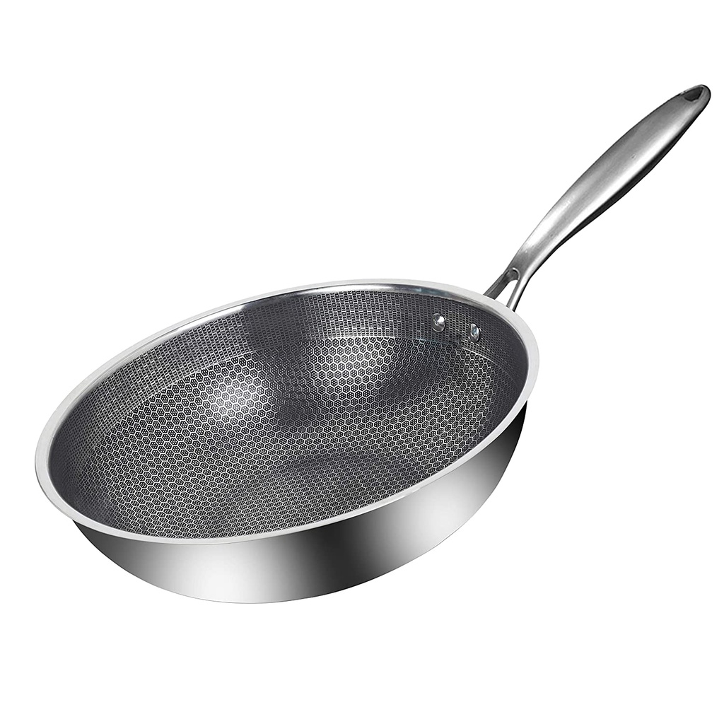 Stainless Steel Honeycomb Wok Pan 1