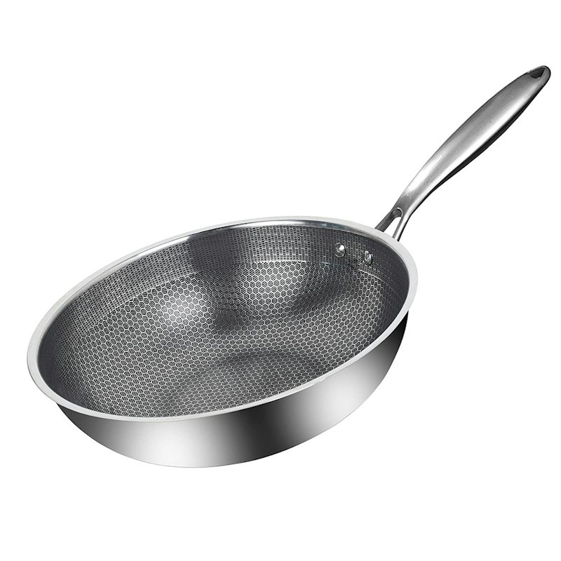 Stainless Steel Honeycomb Wok Pan 1