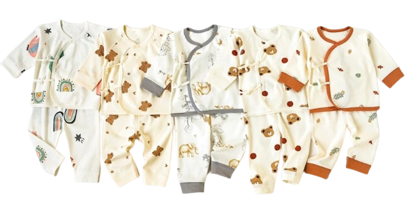 Newborn Baby Clothes Set Long Sleeve Tie Side Set/Terno Premium Cotton Baby Pajama 1