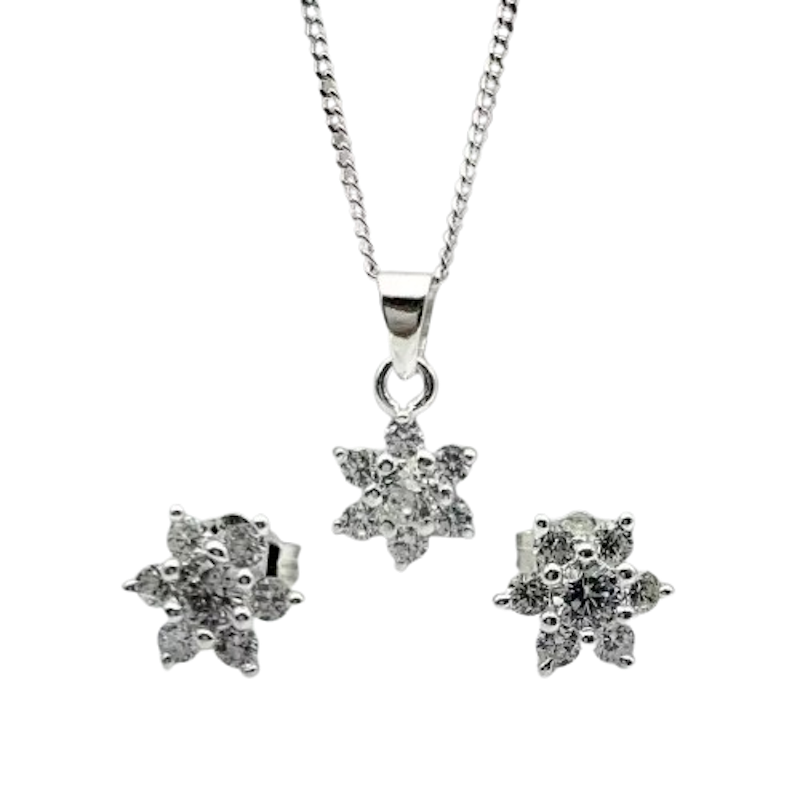 925 Sterling Silver Jewelry Set Of Rositas Pendant & Earrings 1