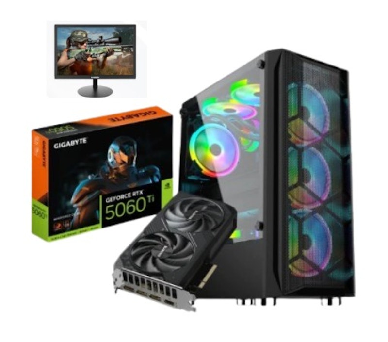 GeForce® Gaming PC: NVIDIA® GIGABYTE GeForce® RTX5060TI 8GB w/ AMD Ryzen5 5600GT 1