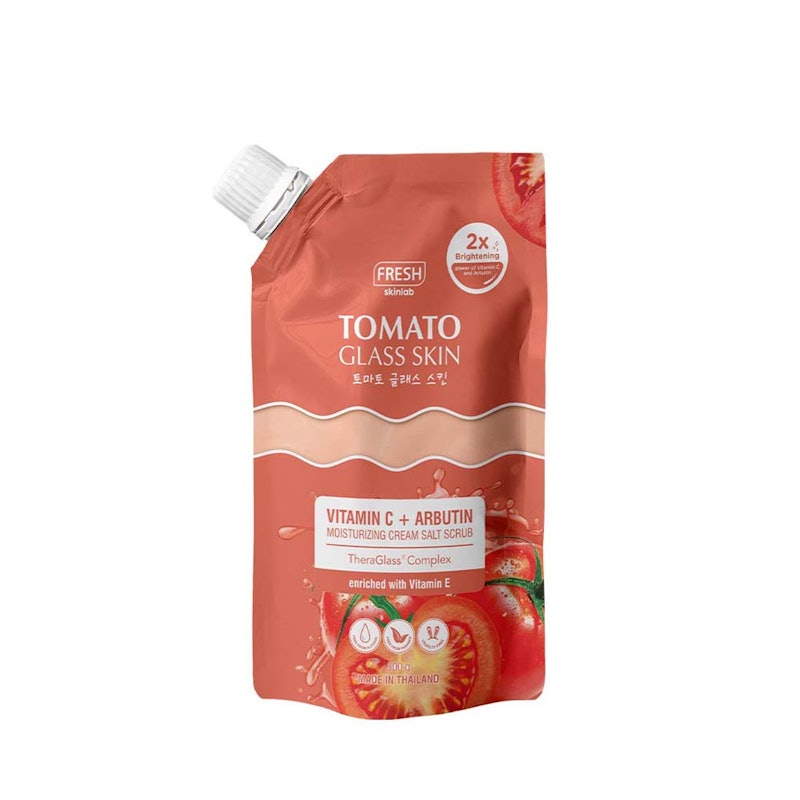 Tomato Glass Skin Vitamin C + Arbutin Moisturizing Cream Salt Scrub 1