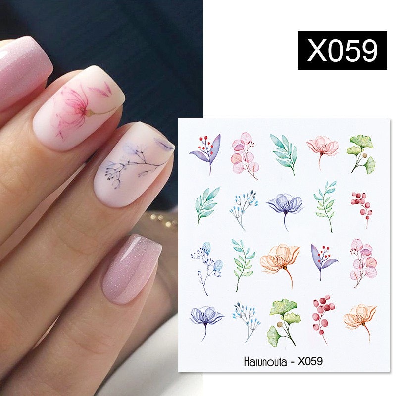 Flower and Leaves Nail Decals 2