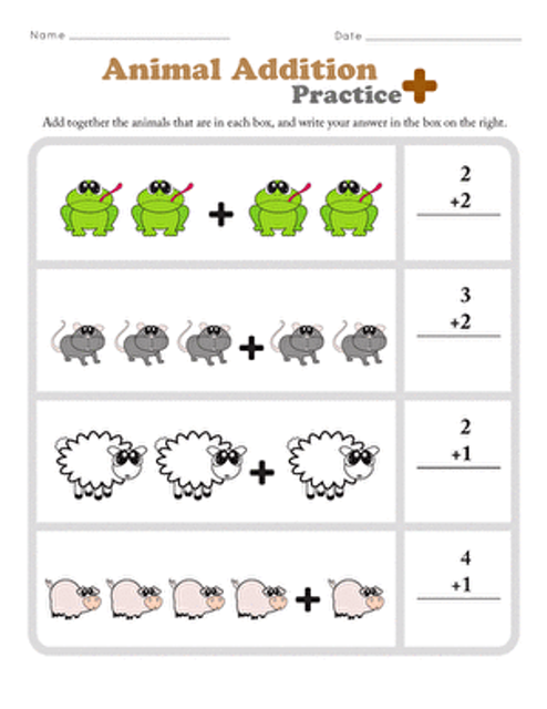 Single Digit Addition Worksheets 2