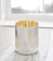 West Elm Etched Glass Cylinder Hurricane - Antique Silver 1