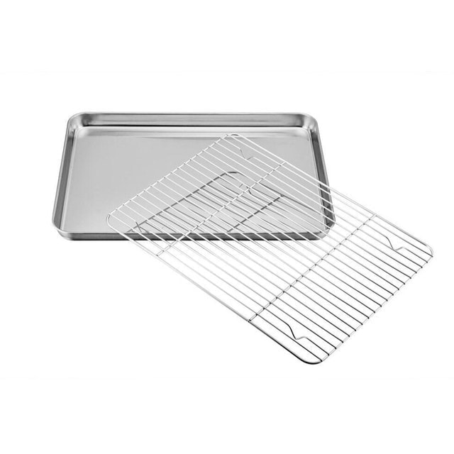 Stainless Steel Baking Tray with Removable Cooling Rack 2