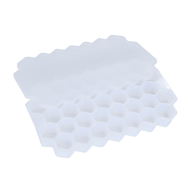 37 Cell Honeycomb Shape Silicone Ice Cube Molder With Lid 4