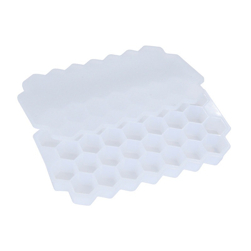 37 Cell Honeycomb Shape Silicone Ice Cube Molder With Lid 4